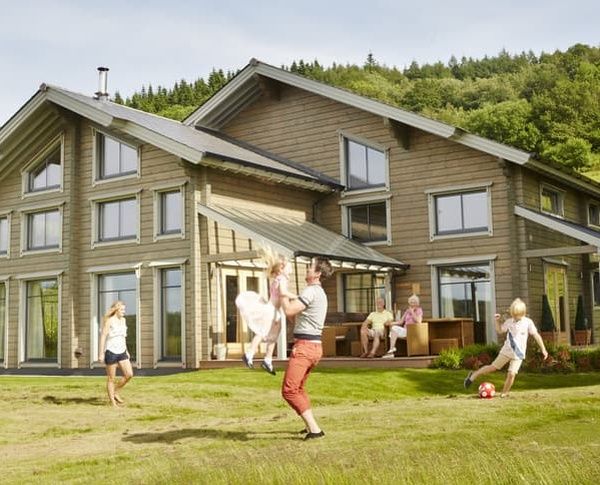 Hunter Lodges Exterior with Family