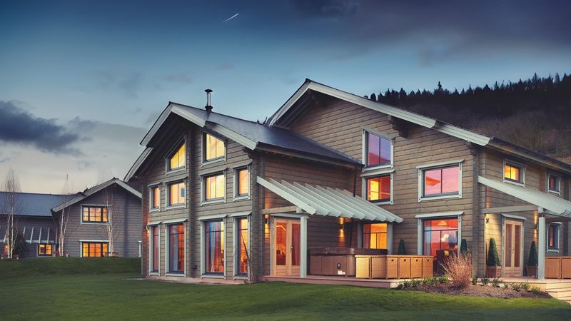 Hunter Lodge Exterior at Night