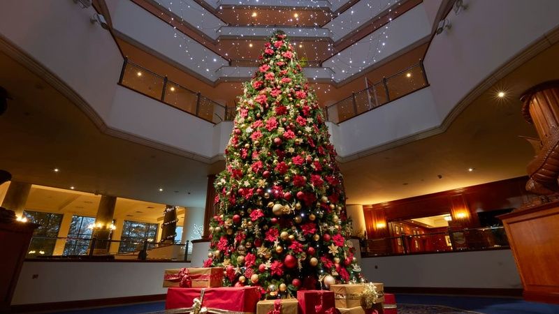 Christmas Tree in Celtic Manor Resort Lobby